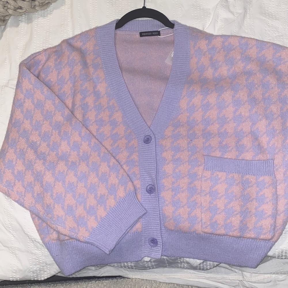 HOUNDSTOOTH BUTTON CARDIGAN